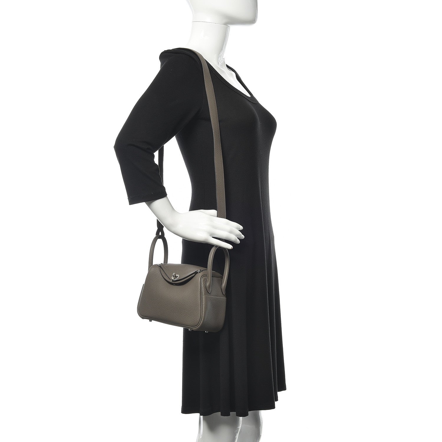 Hermes Taurillon Clemence Mini Lindy 20 Etain 2 of 9
