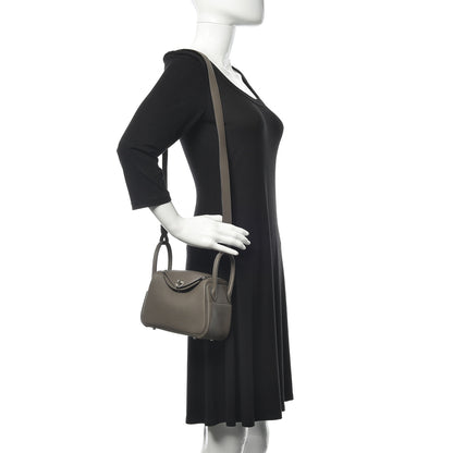 Hermes Taurillon Clemence Mini Lindy 20 Etain 2 of 16