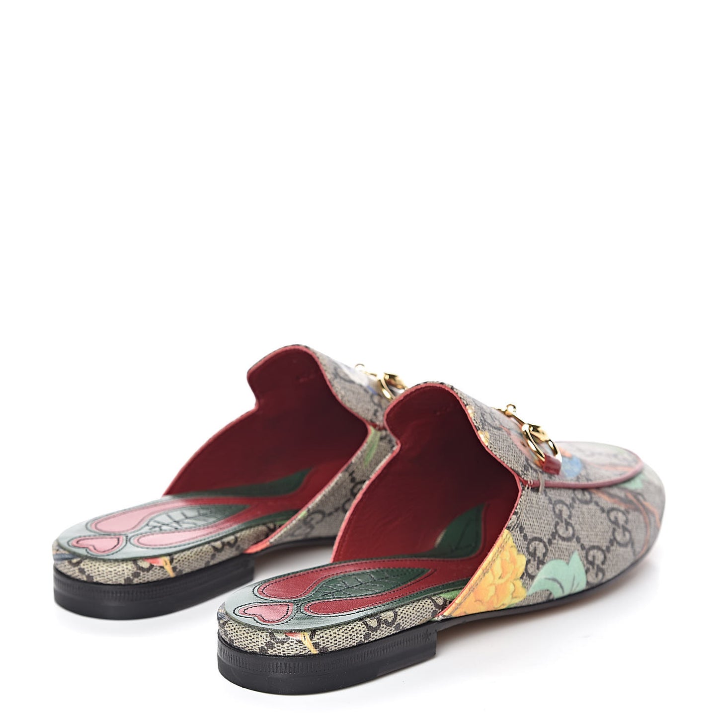 GG Supreme Monogram Tian Womens Princetown Slippers 34 Beige Ebony Multicolor