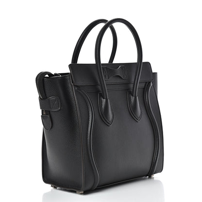 Celine Drummed Calfskin Micro Luggage Black 2 of 12