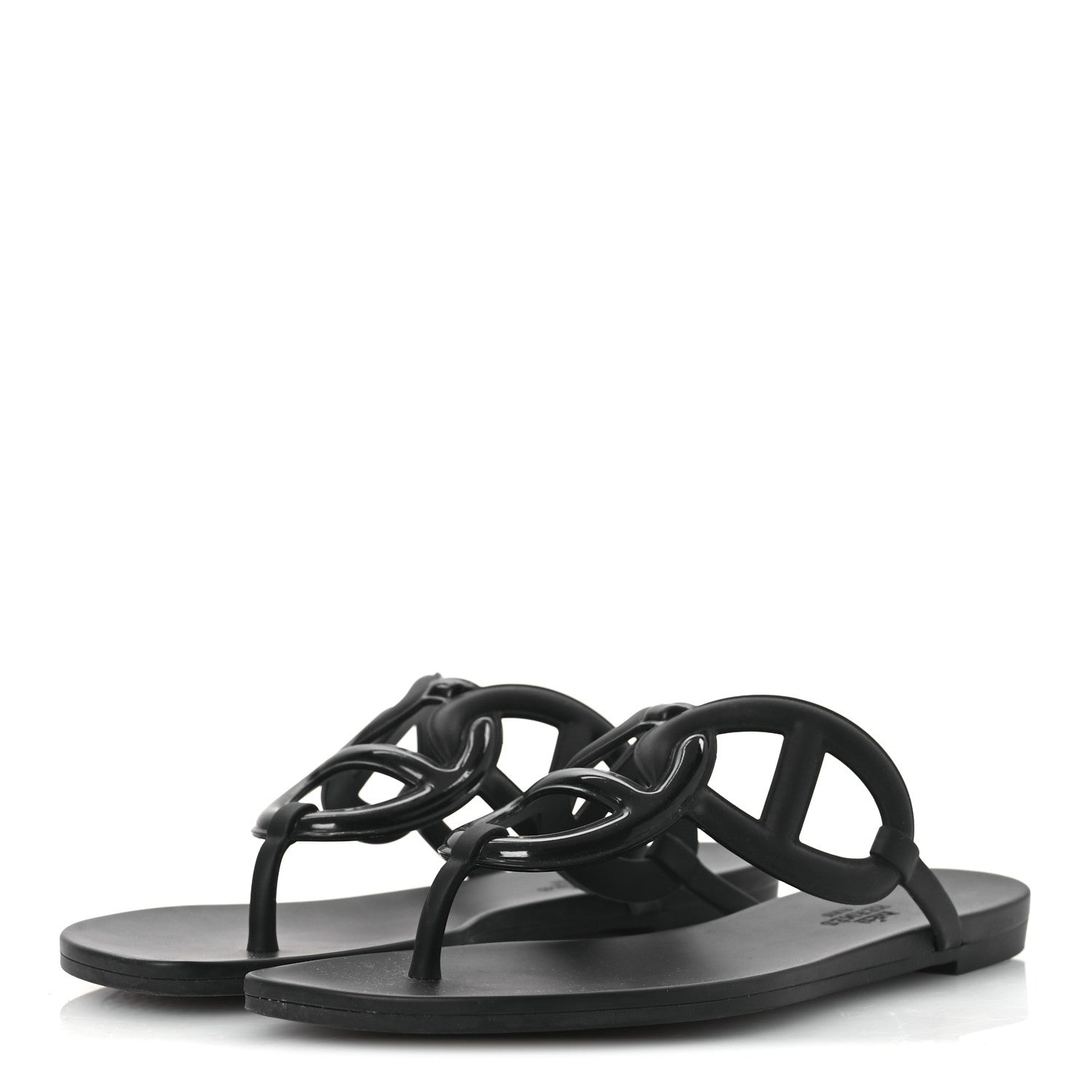 Hermes Rubber Womens Egerie Sandals 38 Black 3 of 12