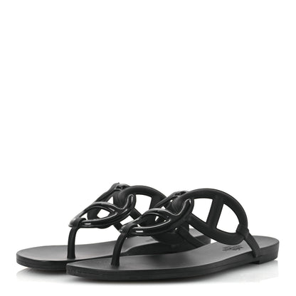 Hermes Rubber Womens Egerie Sandals 38 Black 3 of 12