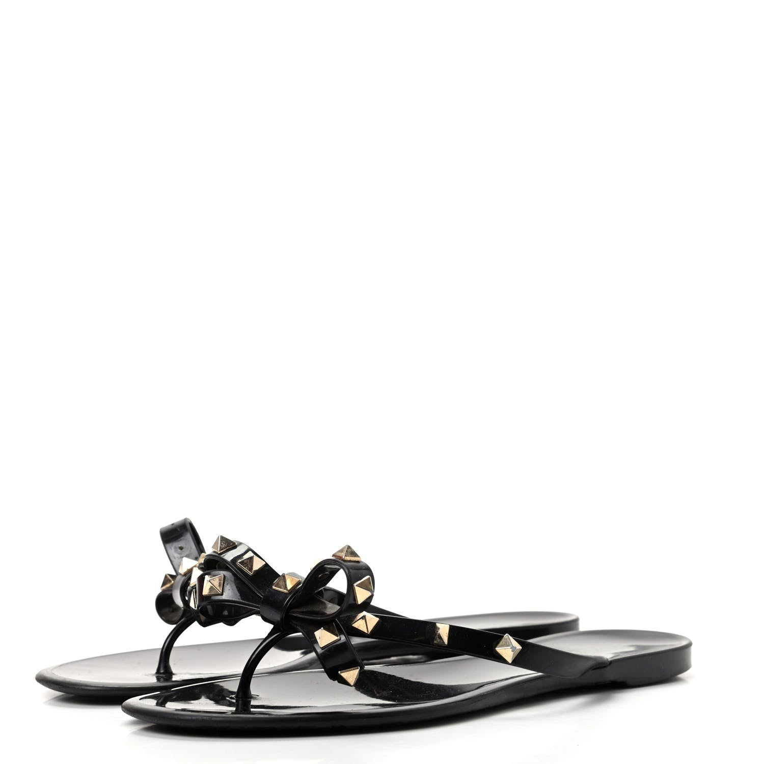 Valentino Garavani PVC Jelly Rockstud Bow Thong Sandals 39 Black 3 of 11