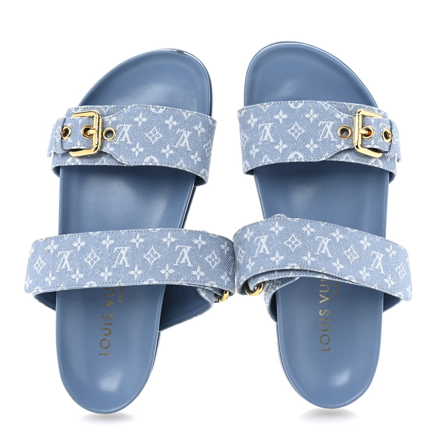 Louis Vuitton Monogram Jacquard Bom Dia Flat Comfort Mules 36 Blue 2 of 10