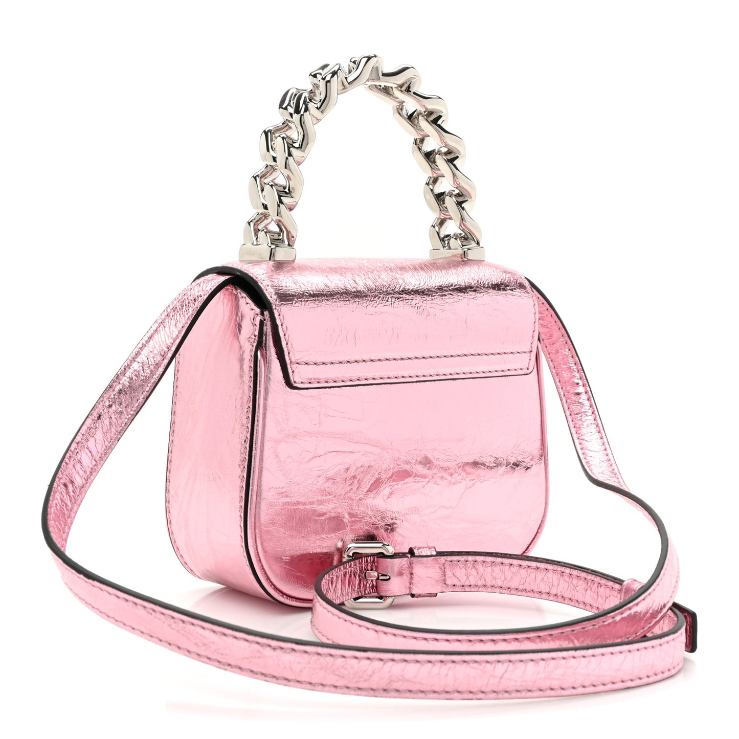 Metallic Crackled Lambskin Mini La Medusa Bag Pink