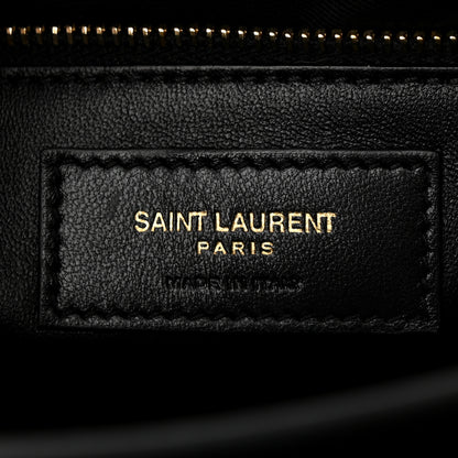 Saint Laurent Calfskin Crocodile Embossed Gaby Satchel Black 6 of 13