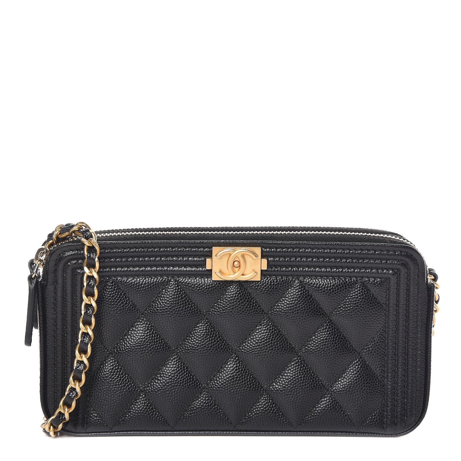 Chanel Caviar Quilted Small Boy Clutch With Chain Black 1 of 12