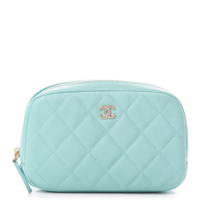 Chanel Caviar Quilted Small Curvy Pouch Cosmetic Case Light Blue 1 of 8