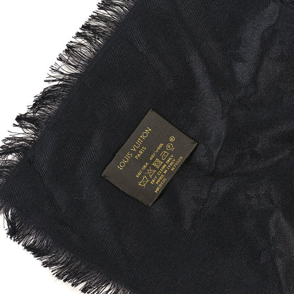 Louis Vuitton Silk Wool Monogram Shawl Black 4 of 4