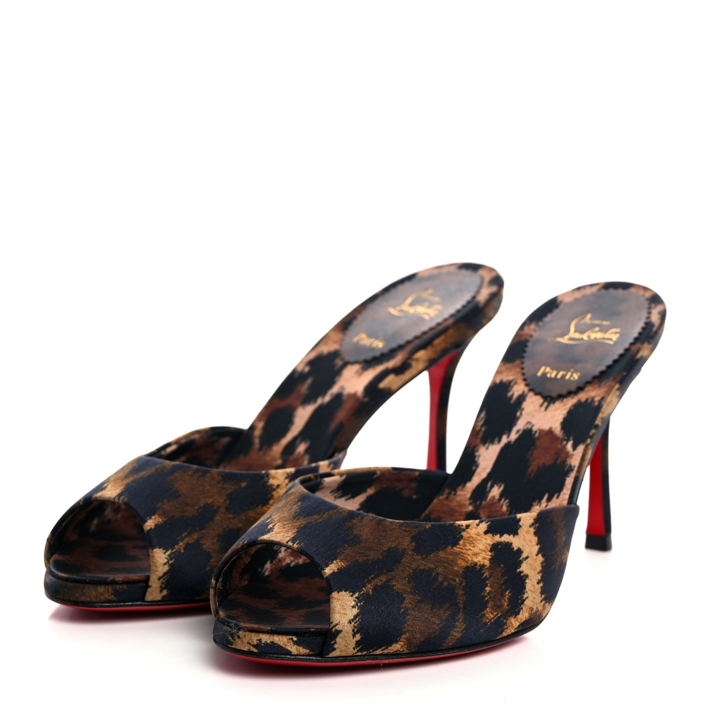 Satin Leopard Print Me Dolly 85 Sandals 36.5 Black
