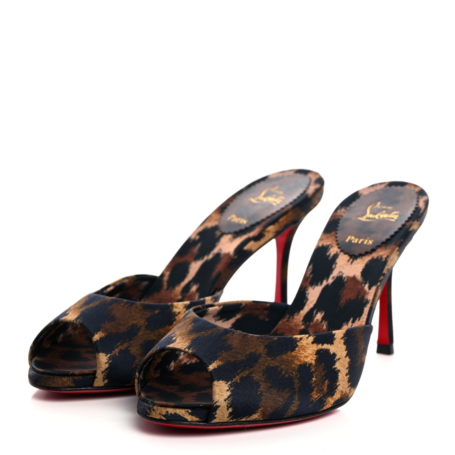 Christian Louboutin Satin Leopard Print Me Dolly 85 Sandals 36.5 Black 3 of 7