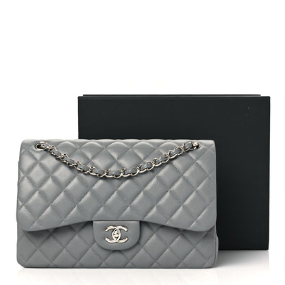 Chanel Caviar Quilted Jumbo Double Flap Grey 10 of 10