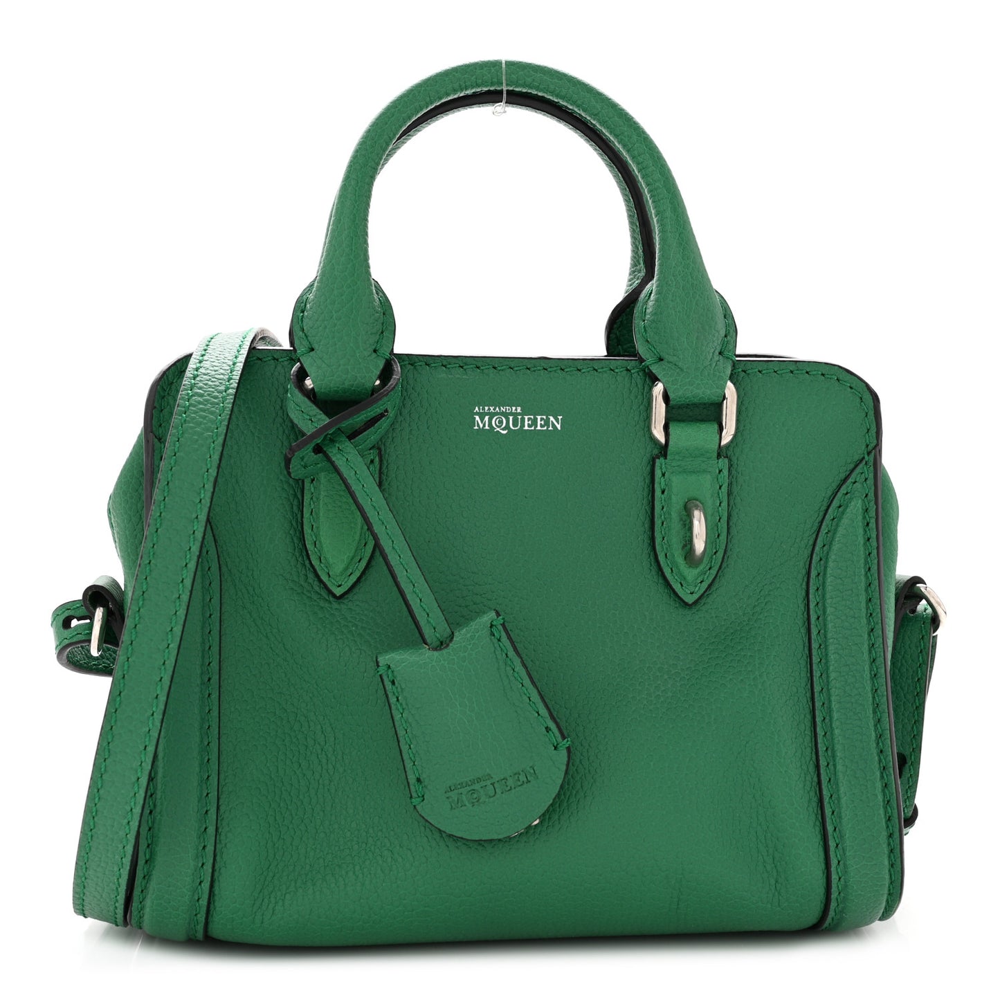 Pebbled Calfskin Mini Padlock Tote Green
