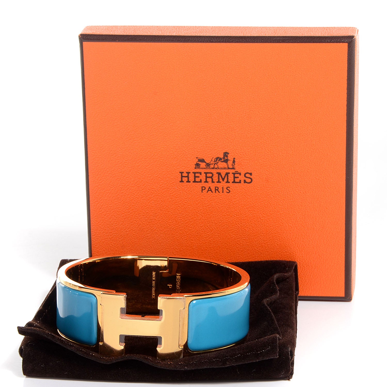 Hermes Enamel Clic Clac H Wide Bracelet PM Bleu Azure 6 of 6