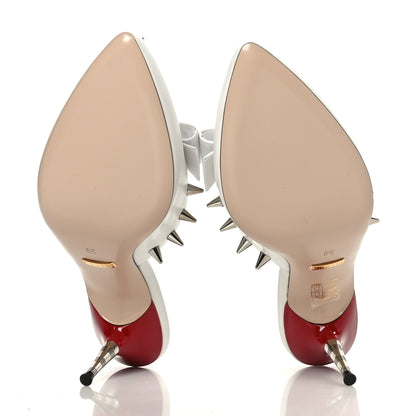 Gucci Patent GG Bow Sadie Spike Mid Heel Mules 39 White 5 of 10
