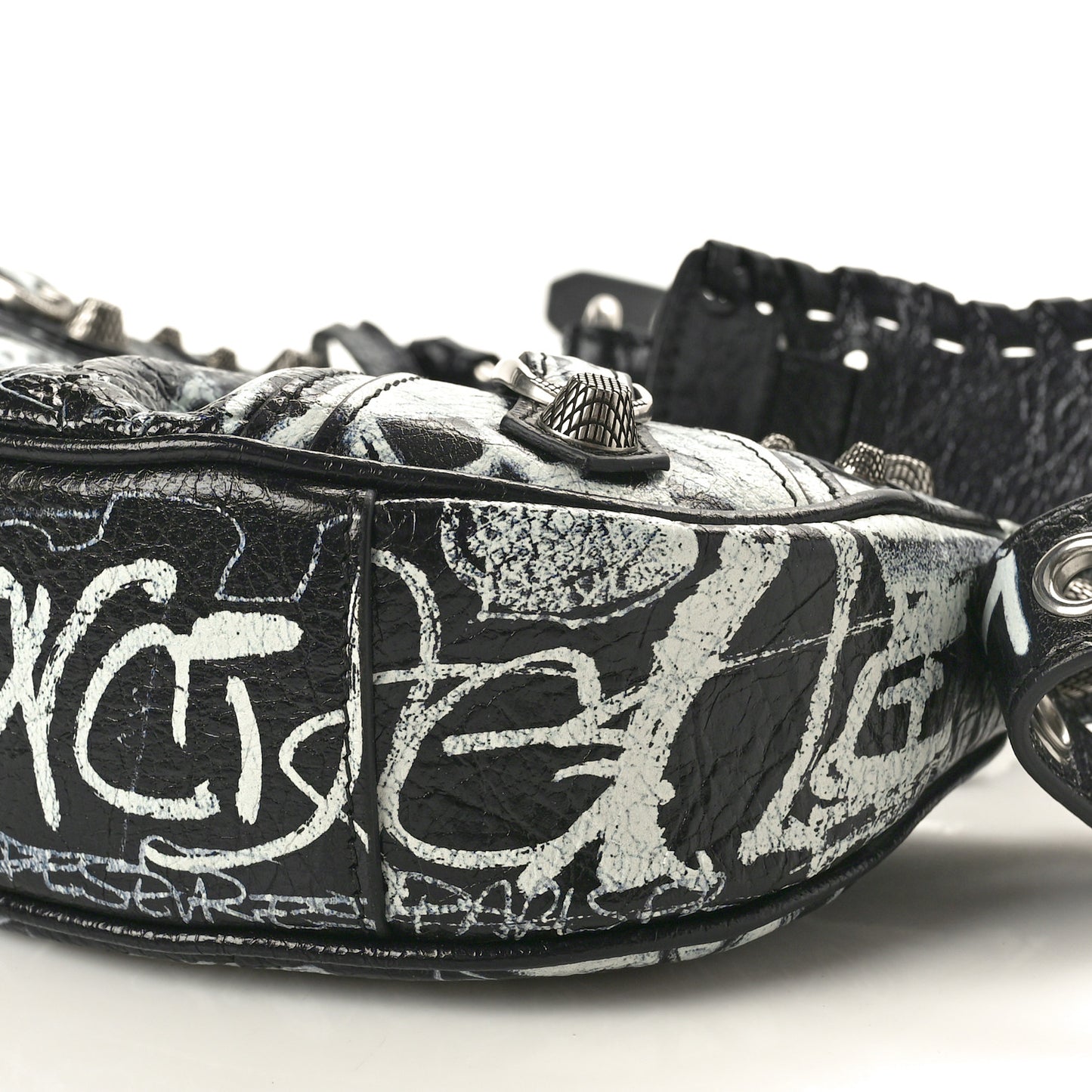 Agneau Arena Graffiti Le Cagole Shoulder Bag XS Black