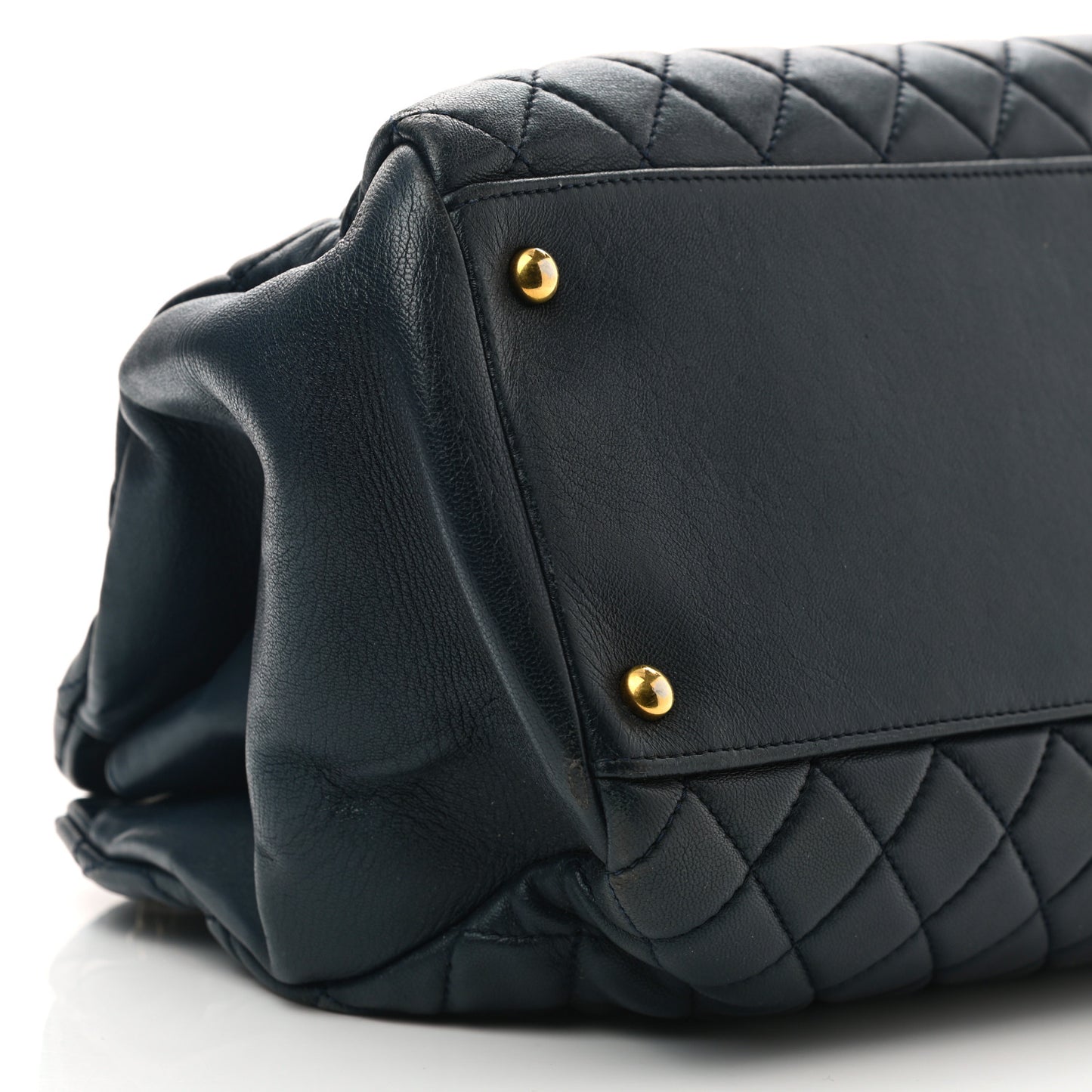 Calfskin Quilted Shoulder Bag Navy Blue