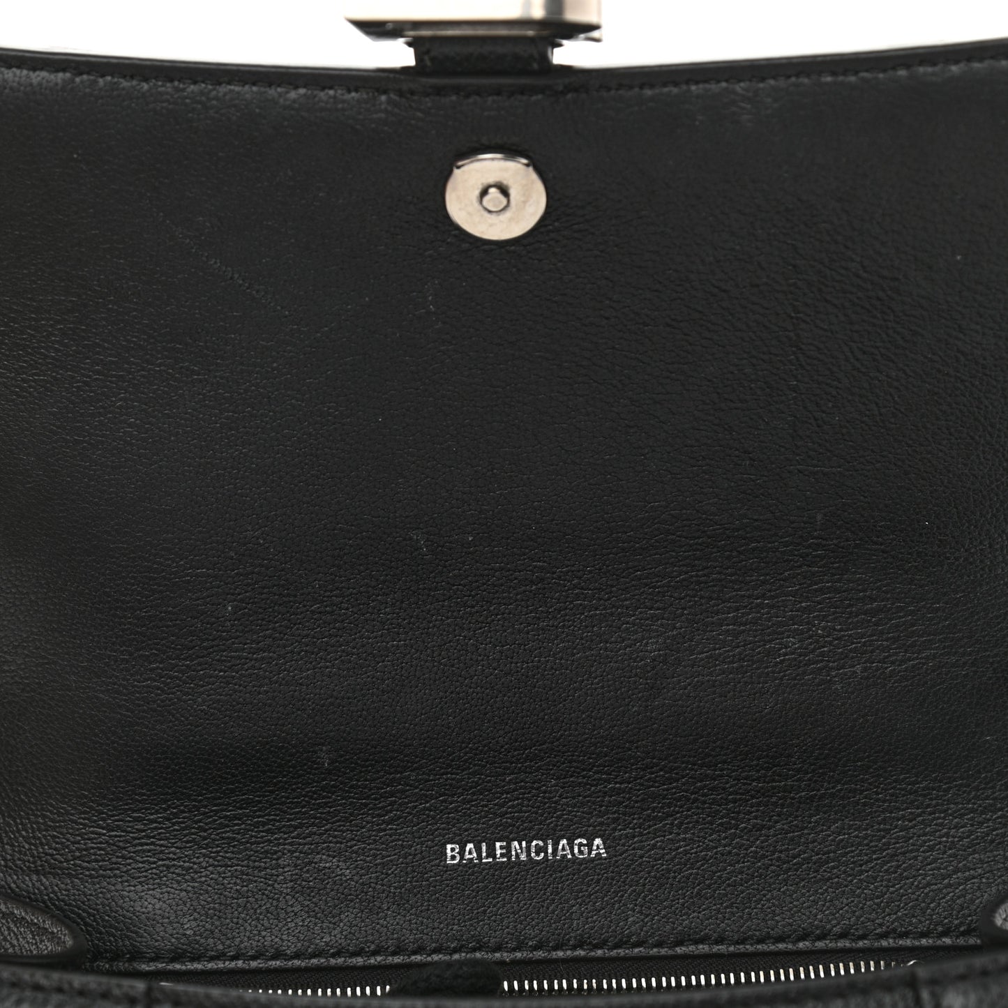 Grained Calfskin Small Hourglass Top Handle Bag Black