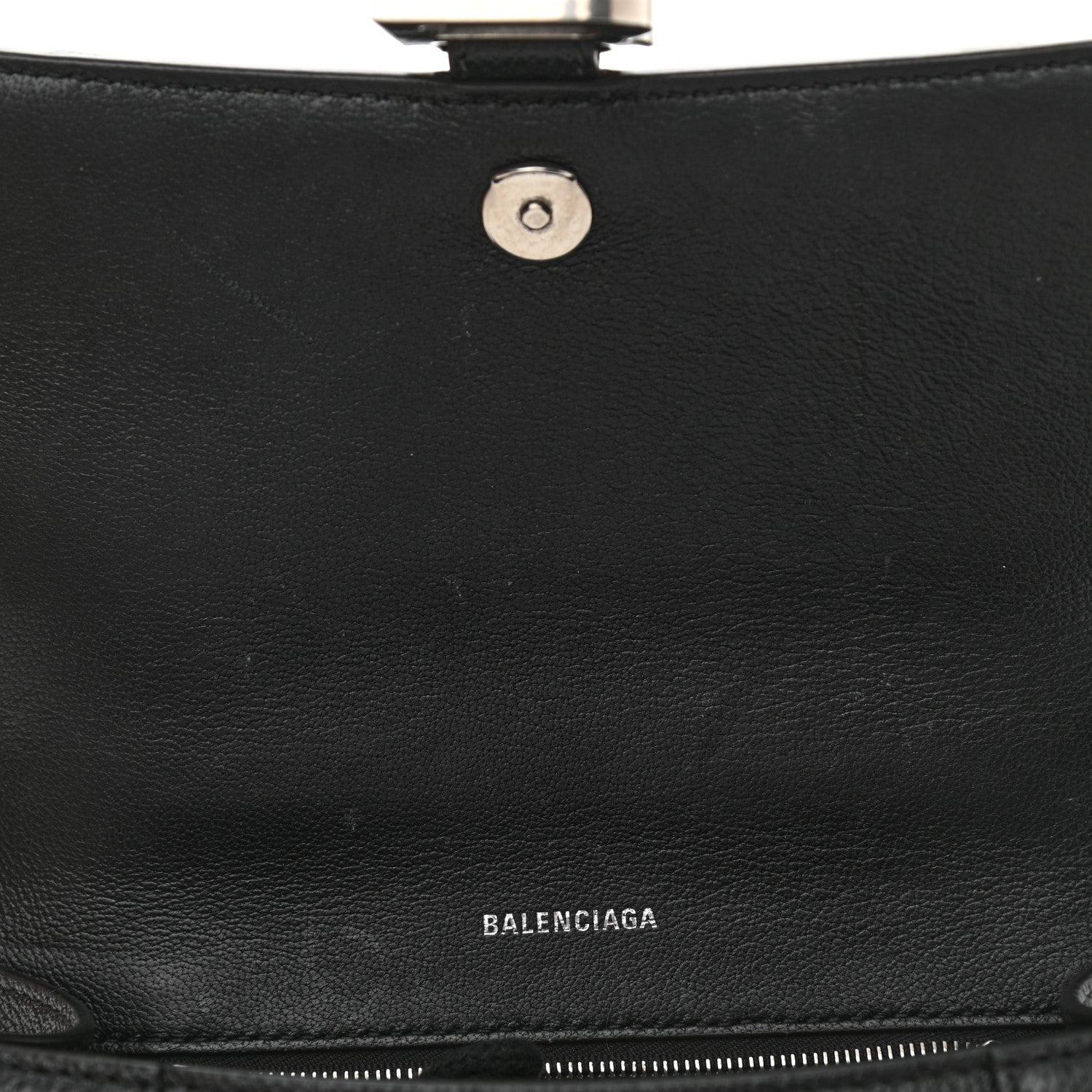 Balenciaga Grained Calfskin Small Hourglass Top Handle Bag Black 10 of 11