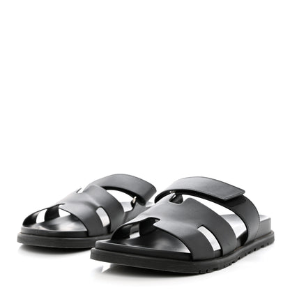 Hermes Calfskin Mens Chypre Sandals 44 Black 3 of 11