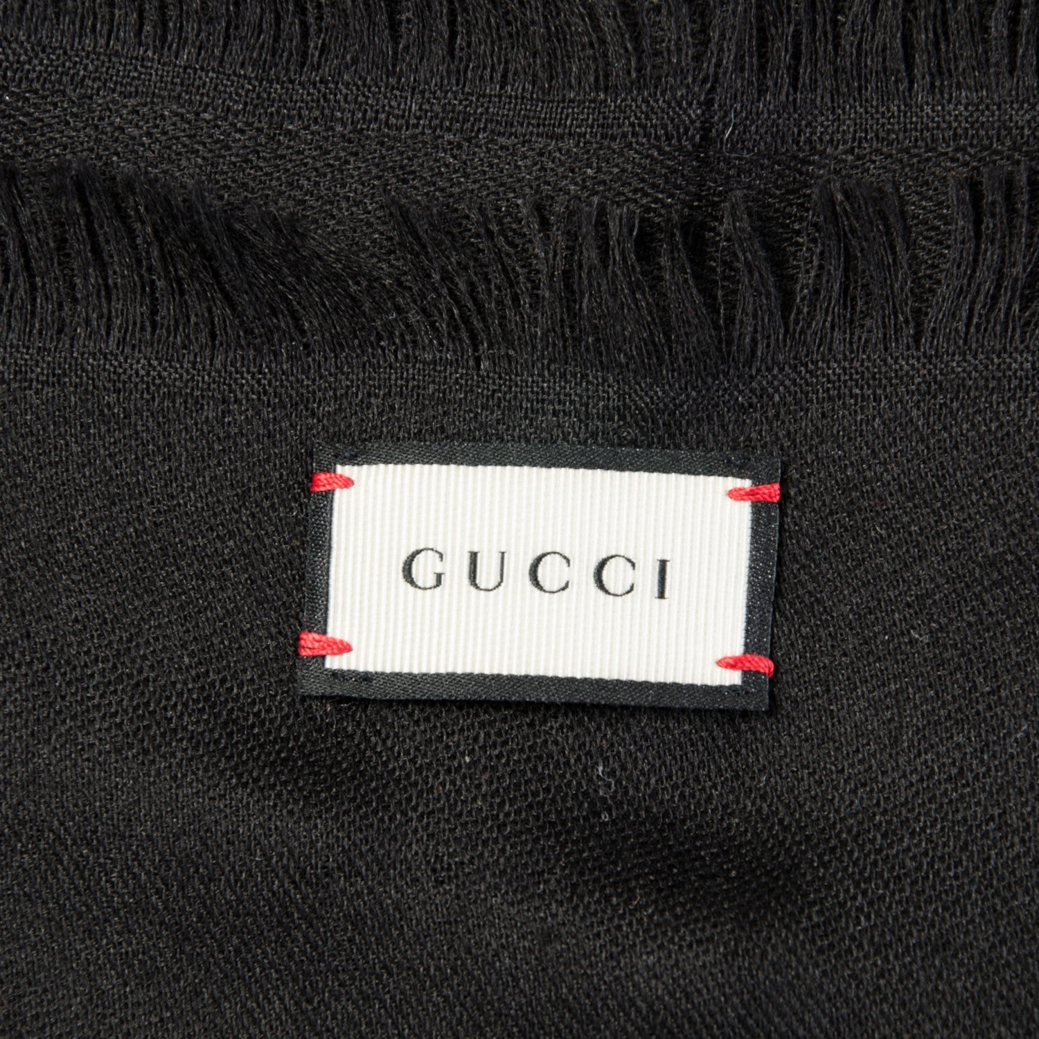Gucci Wool Silk GG Monogram GGNat Scarf Black 6 of 6