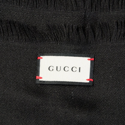 Gucci Wool Silk GG Monogram GGNat Scarf Black 6 of 6