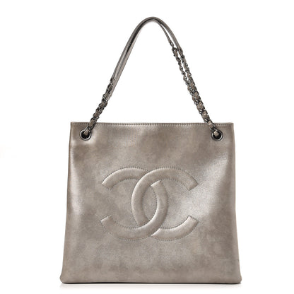 Chanel Iridescent Calfskin CC North South Large Shopping Tote Silver 1 of 12