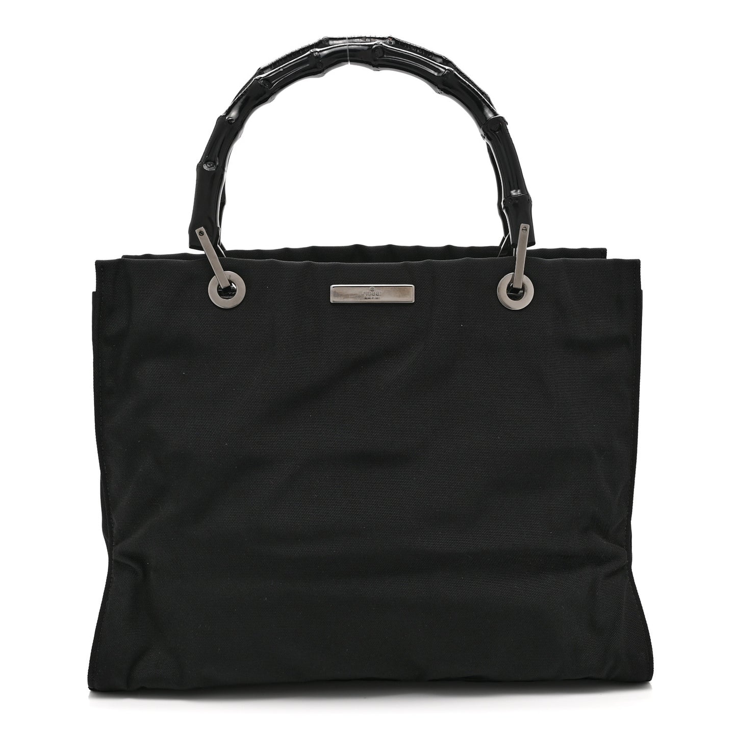 Nylon Bamboo Handle Bag Black