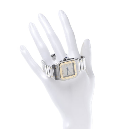Cartier Stainless Steel 18K Yellow Gold 29mm Santos De Cartier Galbee Quartz Watch Silver 2 of 6