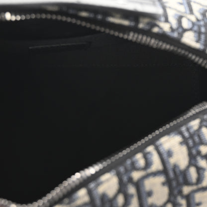 Christian Dior Oblique Jacquard Grained Calfskin Lingot Toiletry Case Blue Black 5 of 7