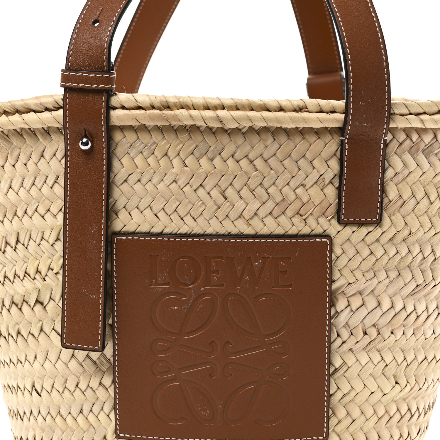 Loewe Raffia Medium Basket Tote Bag Natural Tan 7 of 10