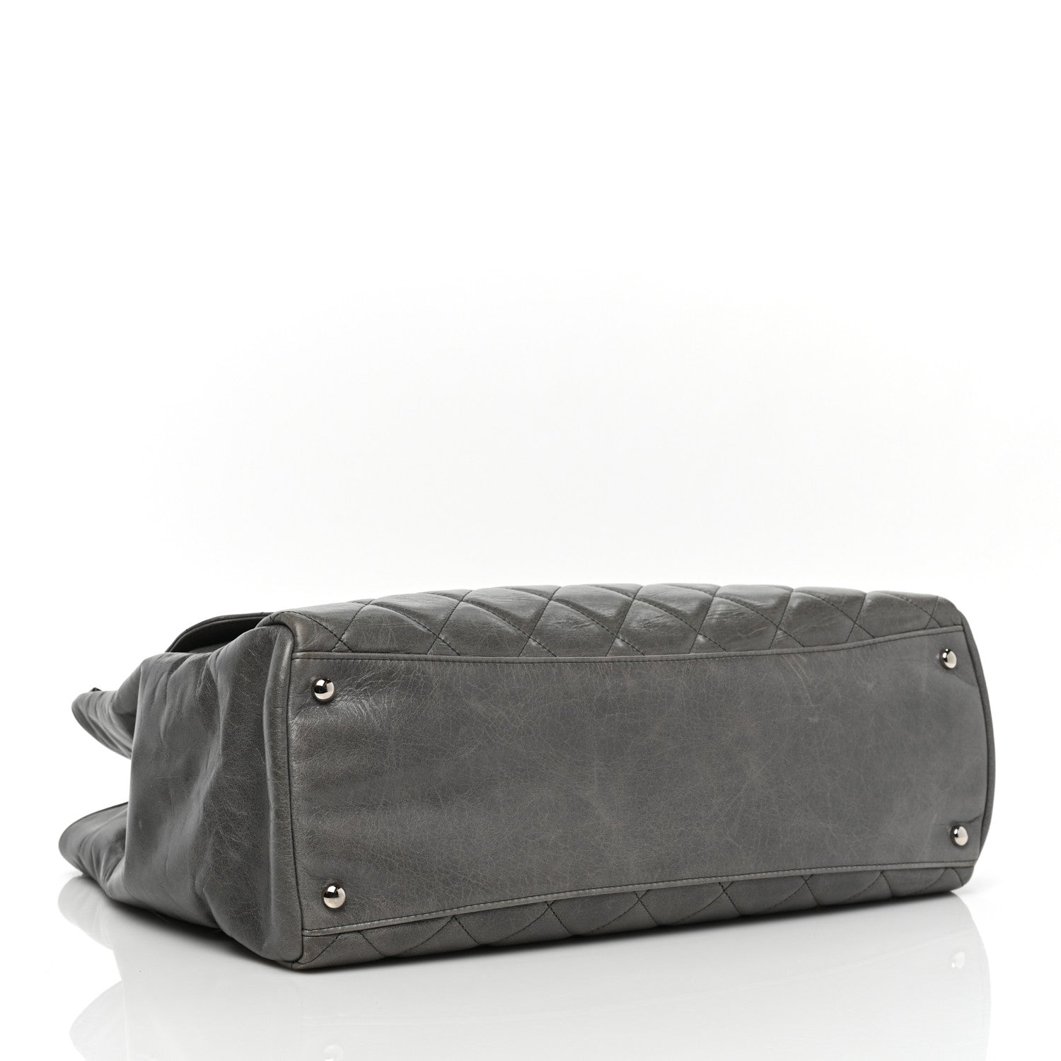 Chanel Glazed Calfskin Quilted Large CC Delivery Tote Grey 4 of 11