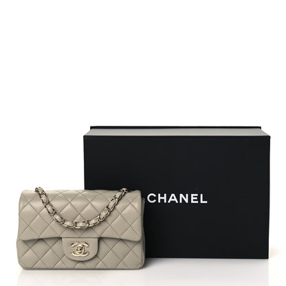 Chanel Lambskin Quilted Mini Rectangular Flap Grey 9 of 11