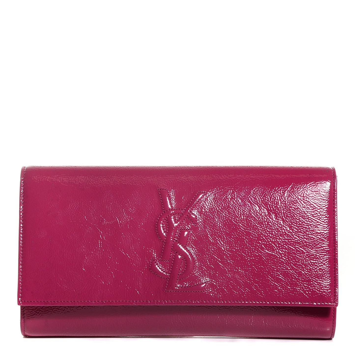 Textured Patent Monogram Large Belle De Jour Clutch Fuchsia