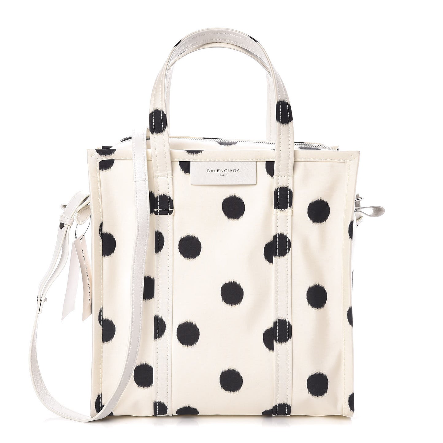Silk Polka Dot S Bazar Shopper Tote White Black