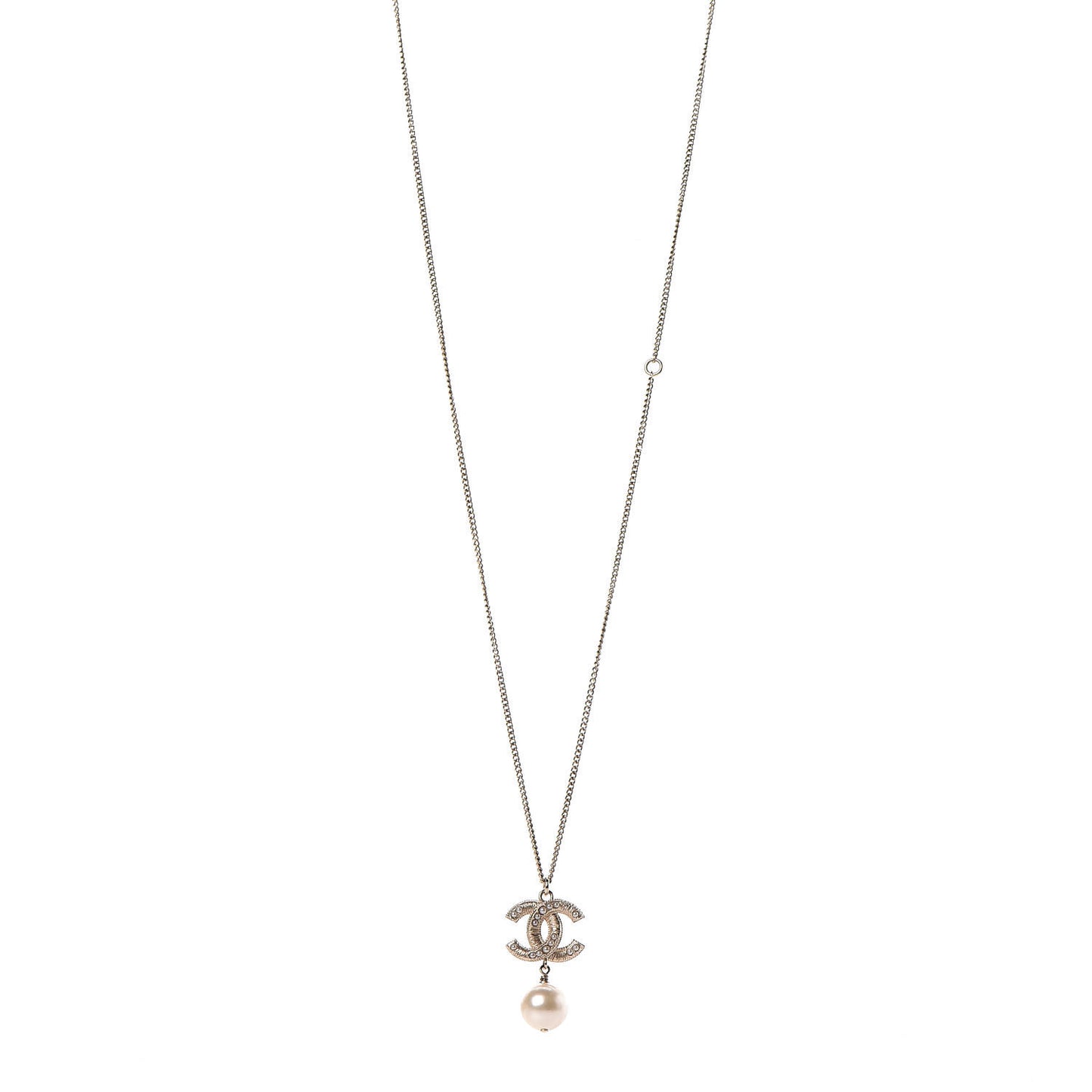 Pearl CC Drop Necklace Gold