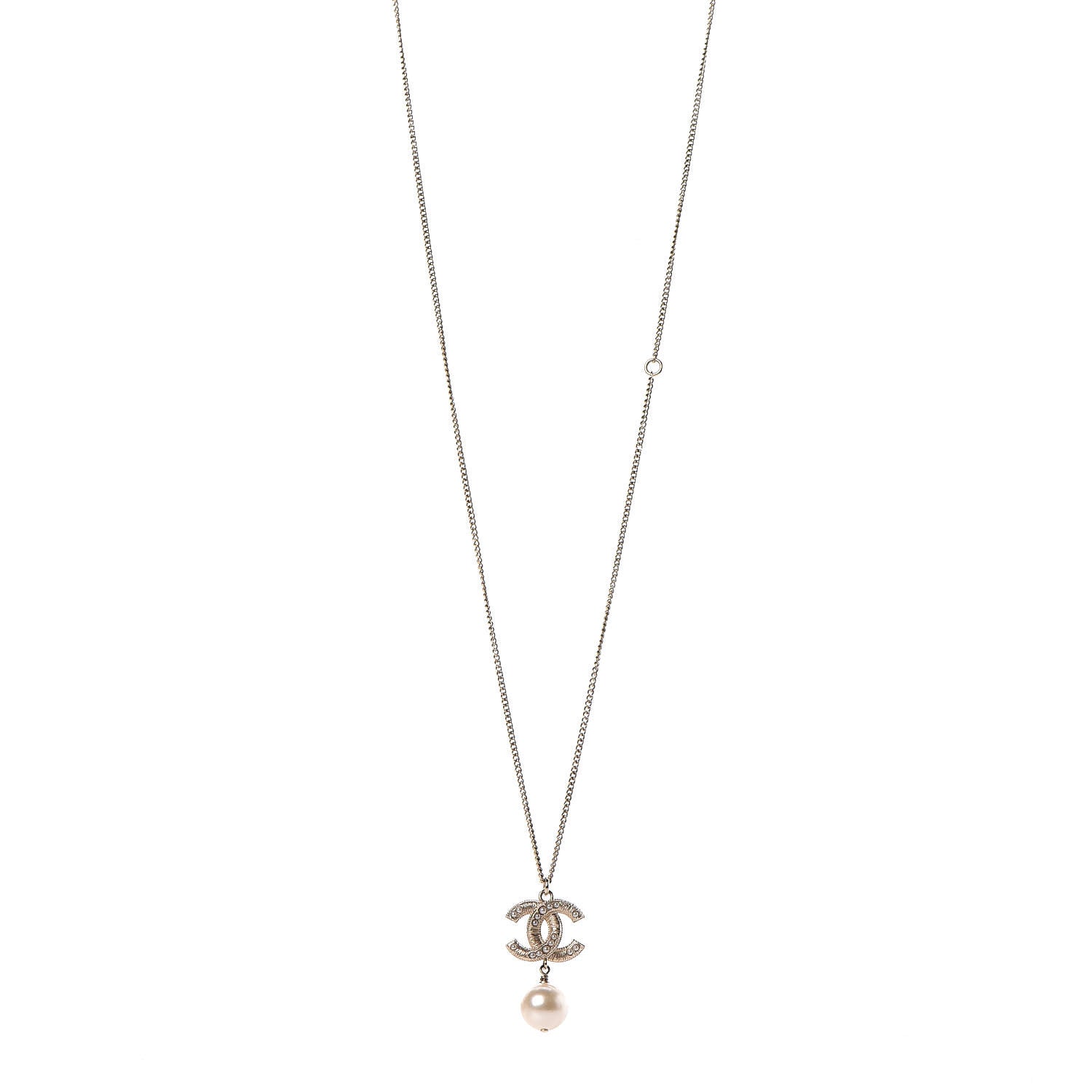 Chanel Pearl CC Drop Necklace Gold 1 of 6