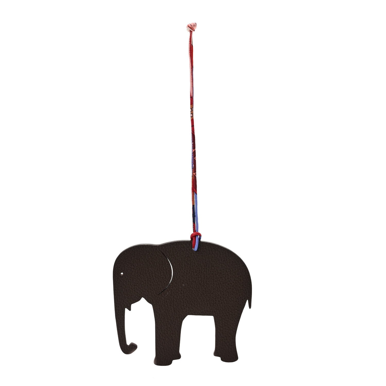 Hermes Epsom Togo Petit H Elephant Bag Charm Chocolate 1 of 5