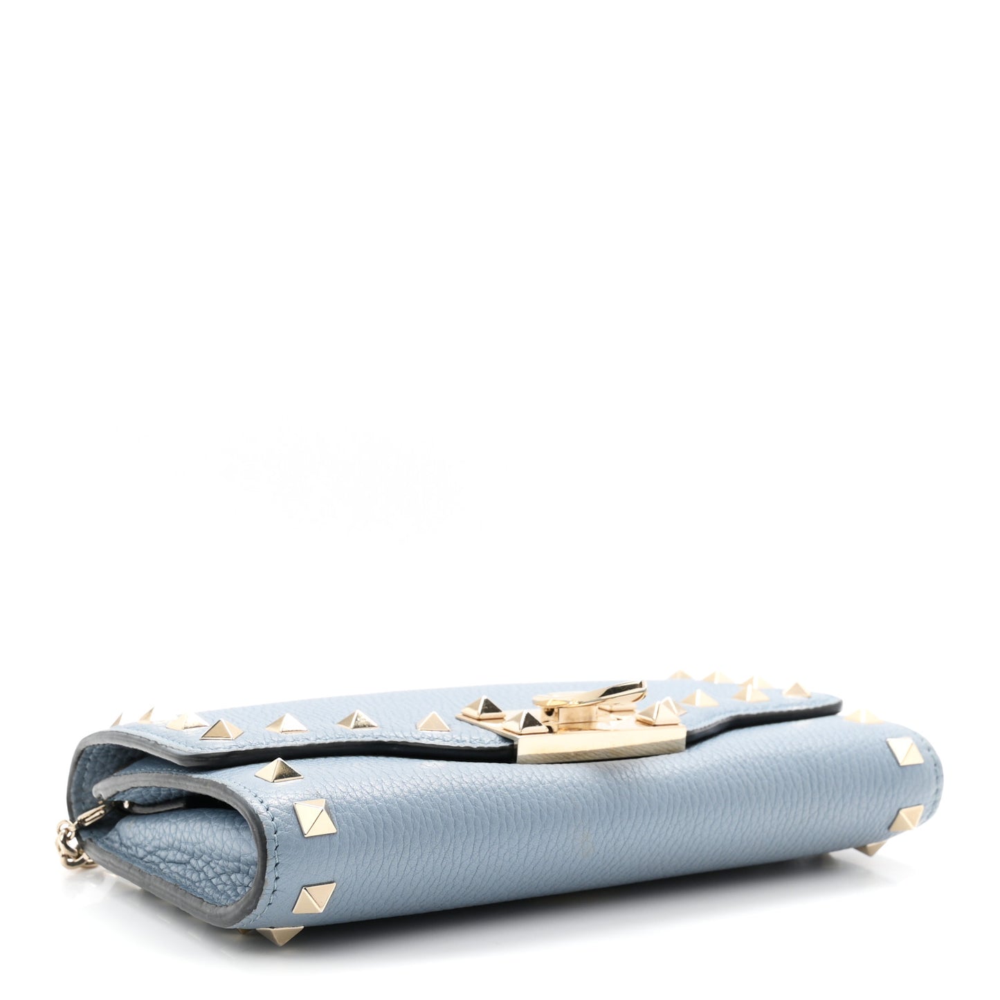 Pebbled Calfskin Rockstud Flip Lock Wallet On Chain Niagara