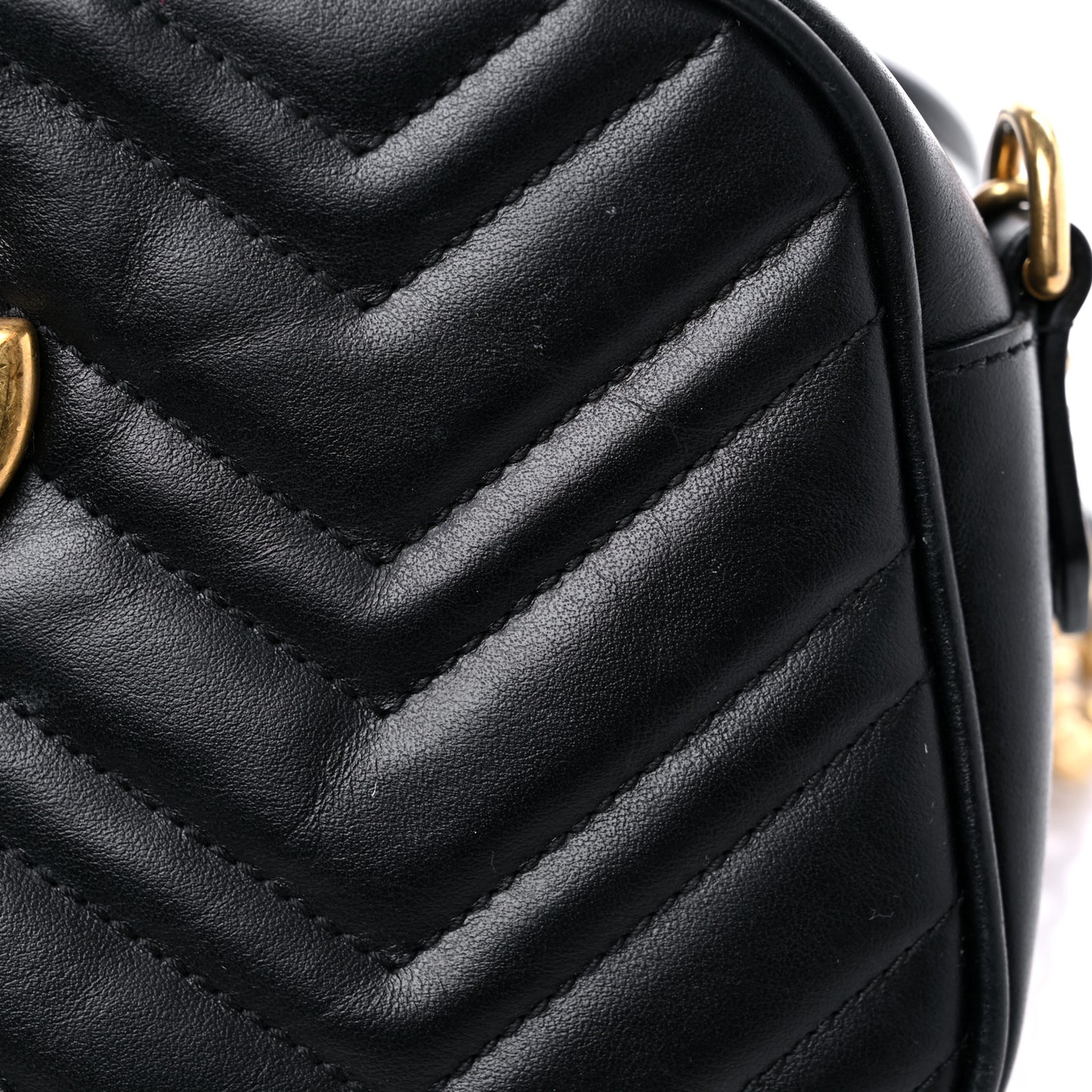 Calfskin Matelasse Small GG Marmont Chain Shoulder Bag Black