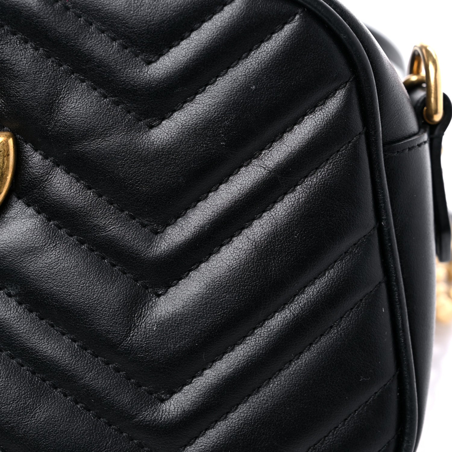 Gucci Calfskin Matelasse Small GG Marmont Chain Shoulder Bag Black 10 of 15