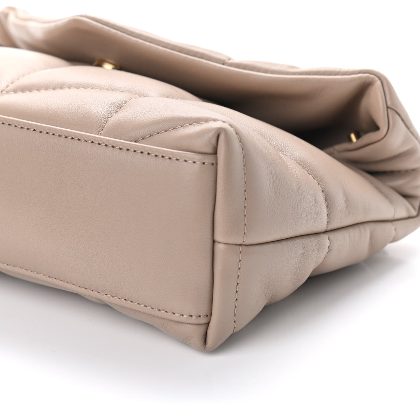 Lambskin Quilted Toy Loulou Puffer Monogram Chain Satchel Dark Beige