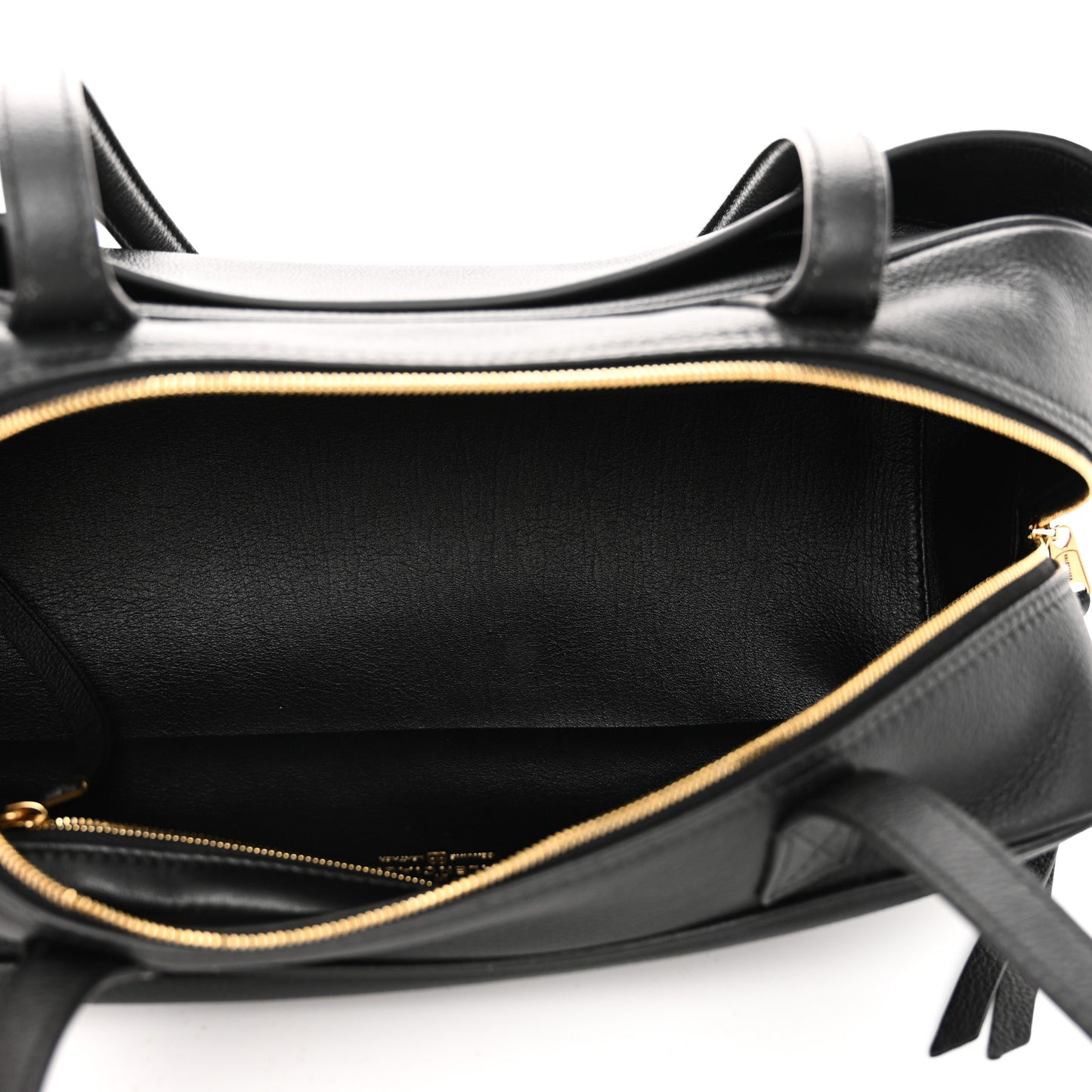 Grained Calfskin Small Carrie Bowling Bag Black