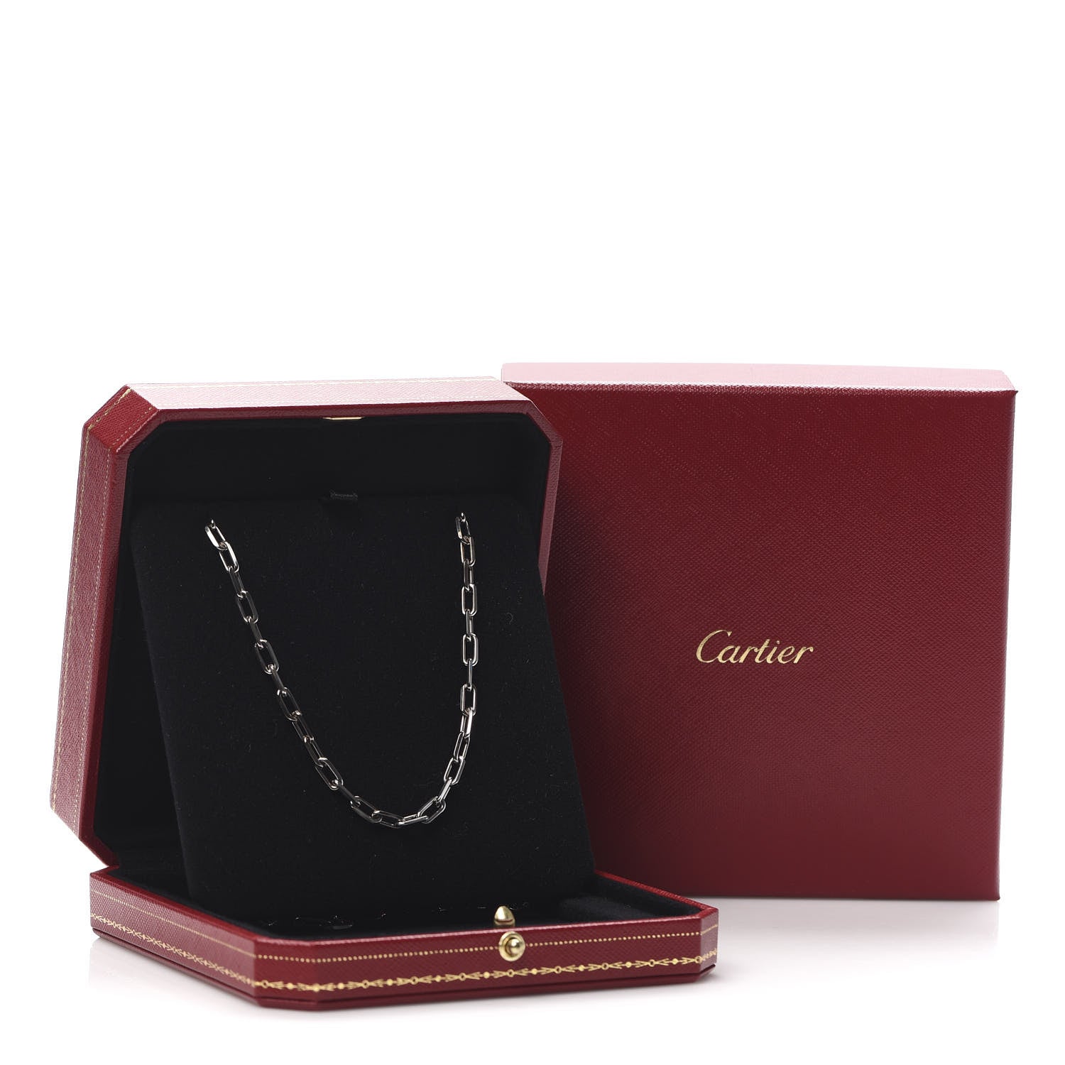 Cartier 18K White Gold SM Santos De Cartier Link Necklace 7 of 7