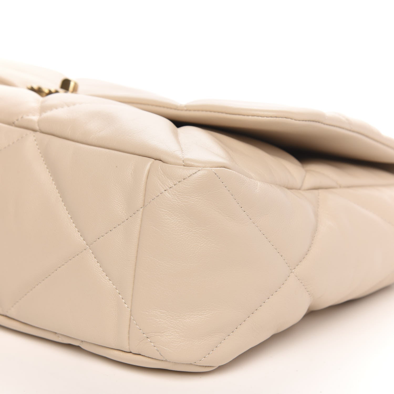 Chanel Lambskin Quilted Maxi Chanel 19 Flap Light Beige 9 of 12
