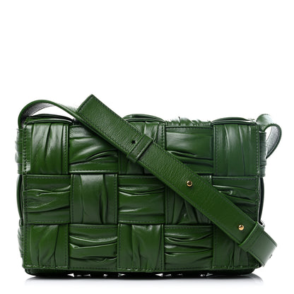 Bottega Veneta Calfskin Intreccio Plisse Cassette Crossbody Bag Avocado 1 of 8