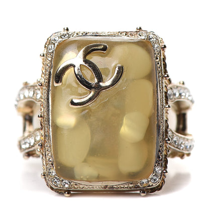 Chanel Gripoix Crystal CC Ring 5.25 Gold 1 of 6