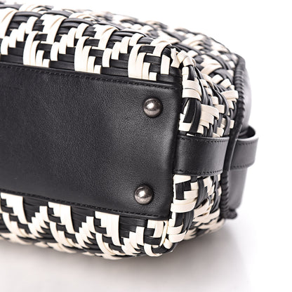 Chanel Calfskin Woven Bowling Bag Black White 10 of 10