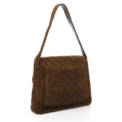 Chanel Suede Quilted Shoulder Flap Bag Brown 3 of 12