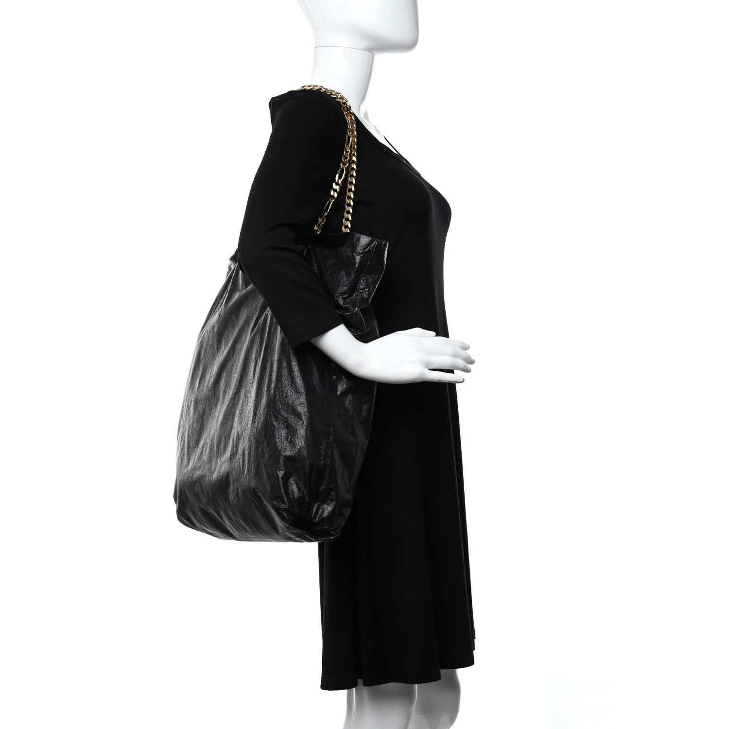 Lanvin Crinkled Lambskin Paper Bag Tote Black 2 of 9